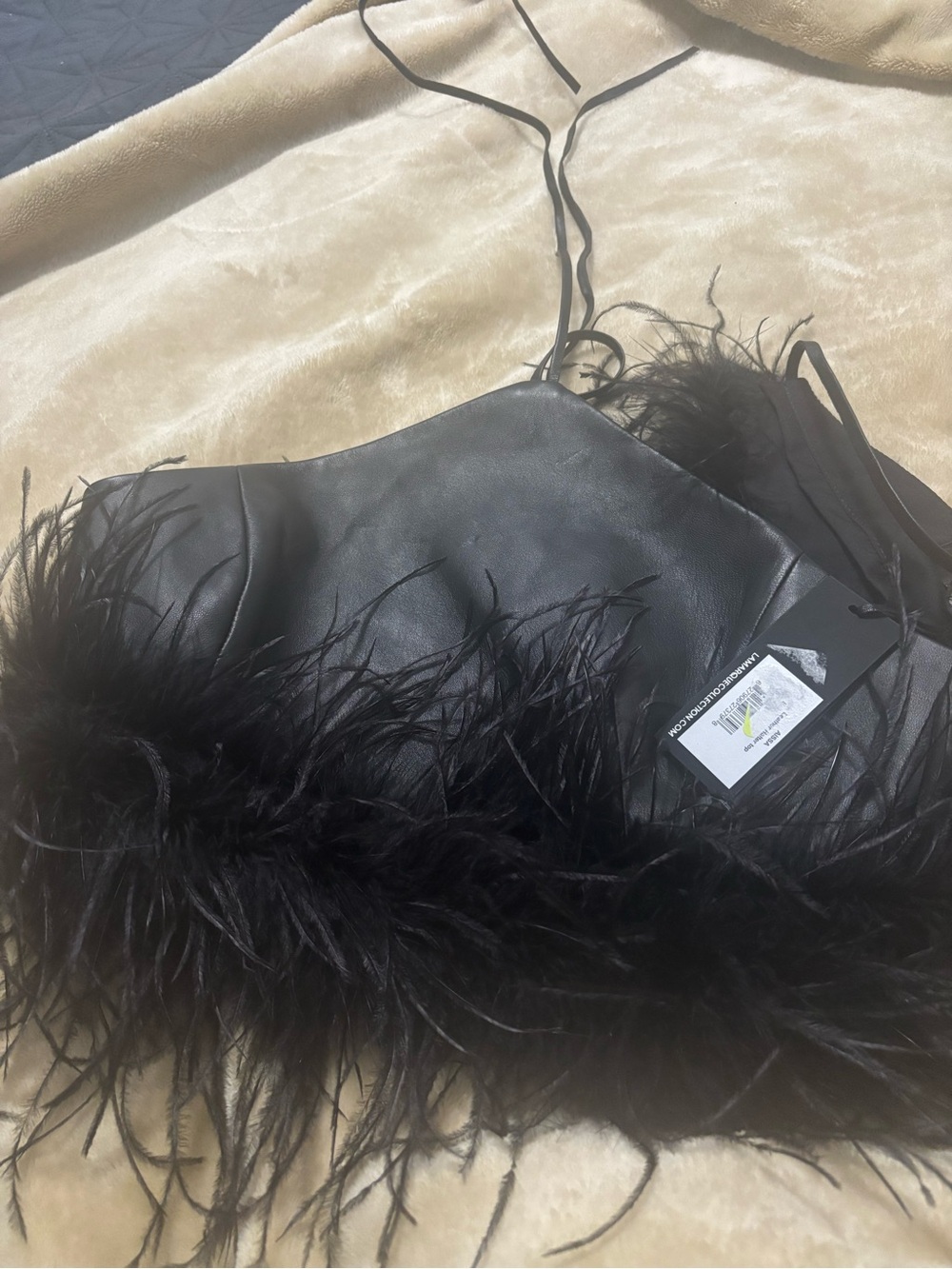 Lamarque Black Feather-Trim Hair Accessory